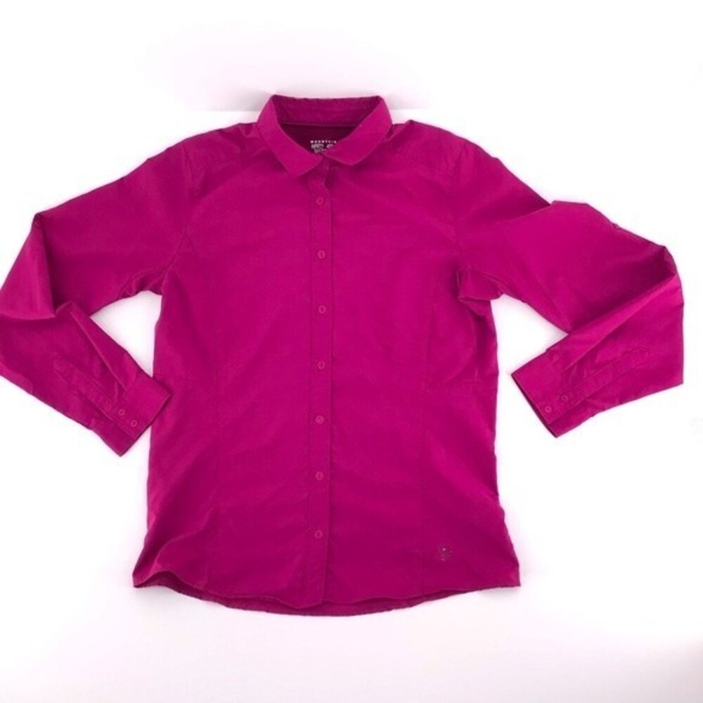 Mountain Hardwear Pink Collared Button Up Blouse Shirt Top Nylon Polyester Sz 8